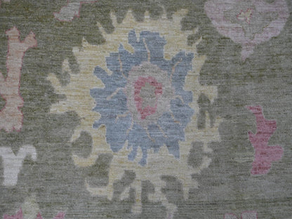 Green 9'11" x 13'8" Oushak And Peshawar Hand knotted Wool Rug - Sku: O022736