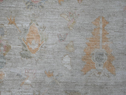 Grey 8'10" x 11'7" Oushak And Peshawar Hand knotted Wool Rug - Sku: O022739