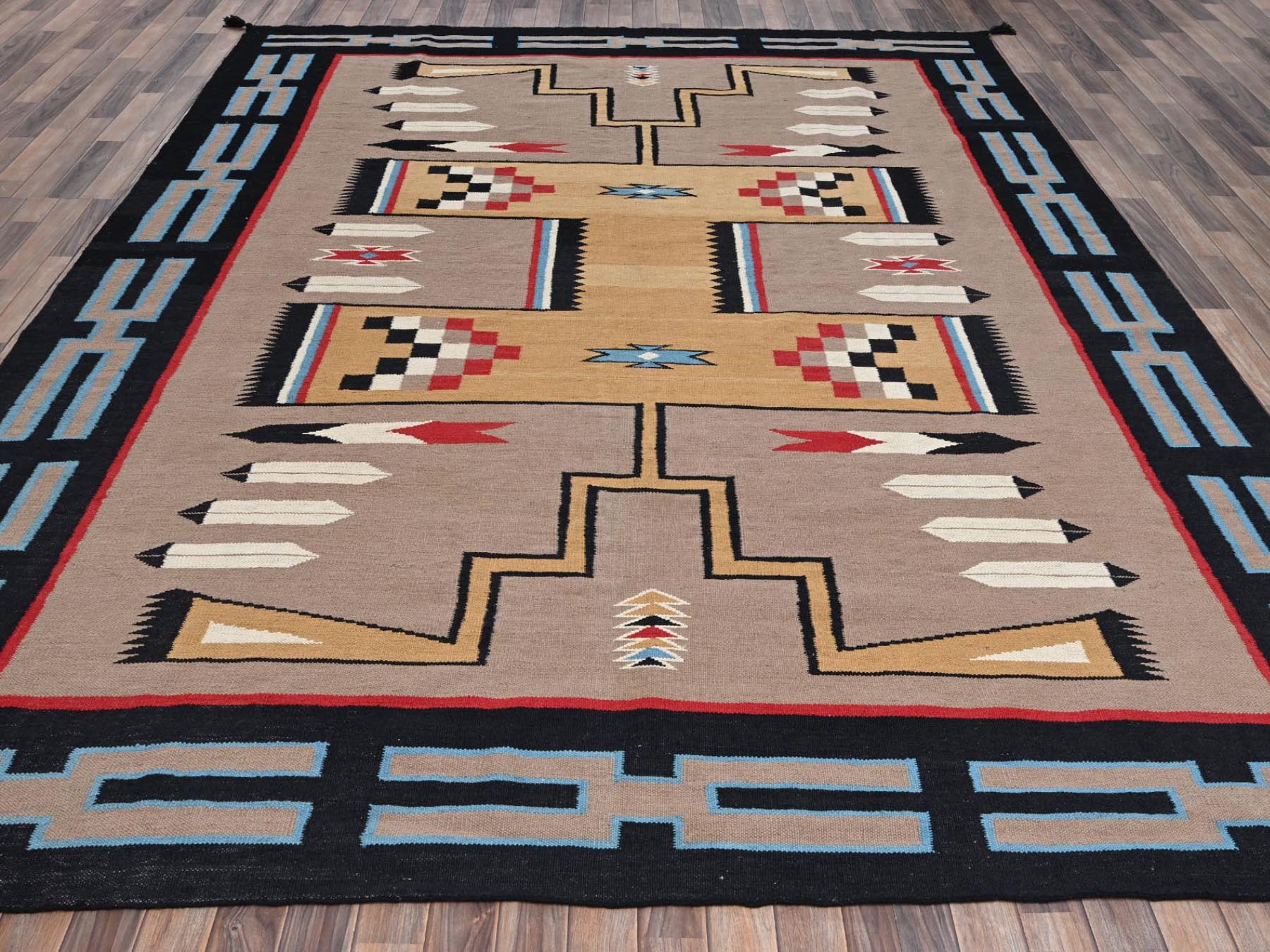 Brown 9'5" x 11'7" Flat Weave Hand woven Wool Rug - Sku: O02273
