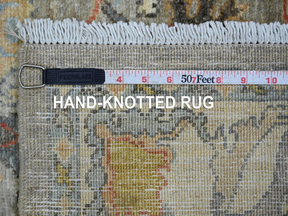 Grey 4'1" x 5'11" Tribal & Geometric Hand knotted Wool Rug - Sku: O022743