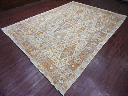 Tribal & Geometric hand-knotted wool rug in Gray, 8'10" x 11'8" — SKU O022746 (view 3)