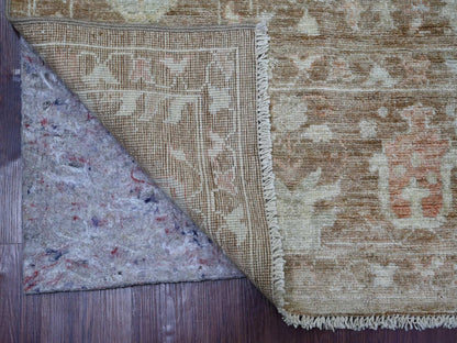 Brown 8'0" x 9'9" Oushak And Peshawar Hand knotted Wool Rug - Sku: O022747