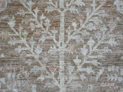Brown 8'0" x 9'9" Oushak And Peshawar Hand knotted Wool Rug - Sku: O022747