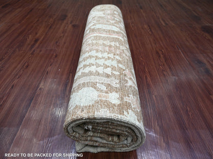 Brown 8'0" x 9'9" Oushak And Peshawar Hand knotted Wool Rug - Sku: O022747