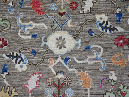 Grey 8'0" x 9'6" Oushak And Peshawar Hand knotted Wool Rug - Sku: O022748