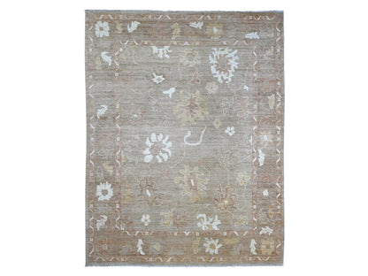Brown 9'3" x 11'10" Oushak And Peshawar Hand knotted Wool Rug - Sku: O022749