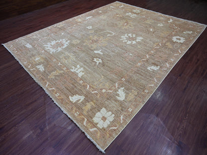 Brown 9'3" x 11'10" Oushak And Peshawar Hand knotted Wool Rug - Sku: O022749