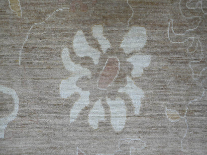 Brown 9'3" x 11'10" Oushak And Peshawar Hand knotted Wool Rug - Sku: O022749