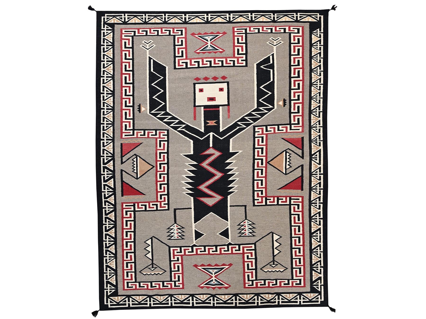 Flat-Weave hand-knotted wool rug in Gray & Black, 9'3" x 11'11" — SKU O02274