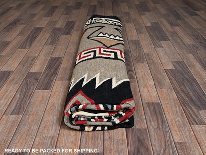 Flat-Weave hand-knotted wool rug in Gray & Black, 9'3" x 11'11" — SKU O02274 (view 6)
