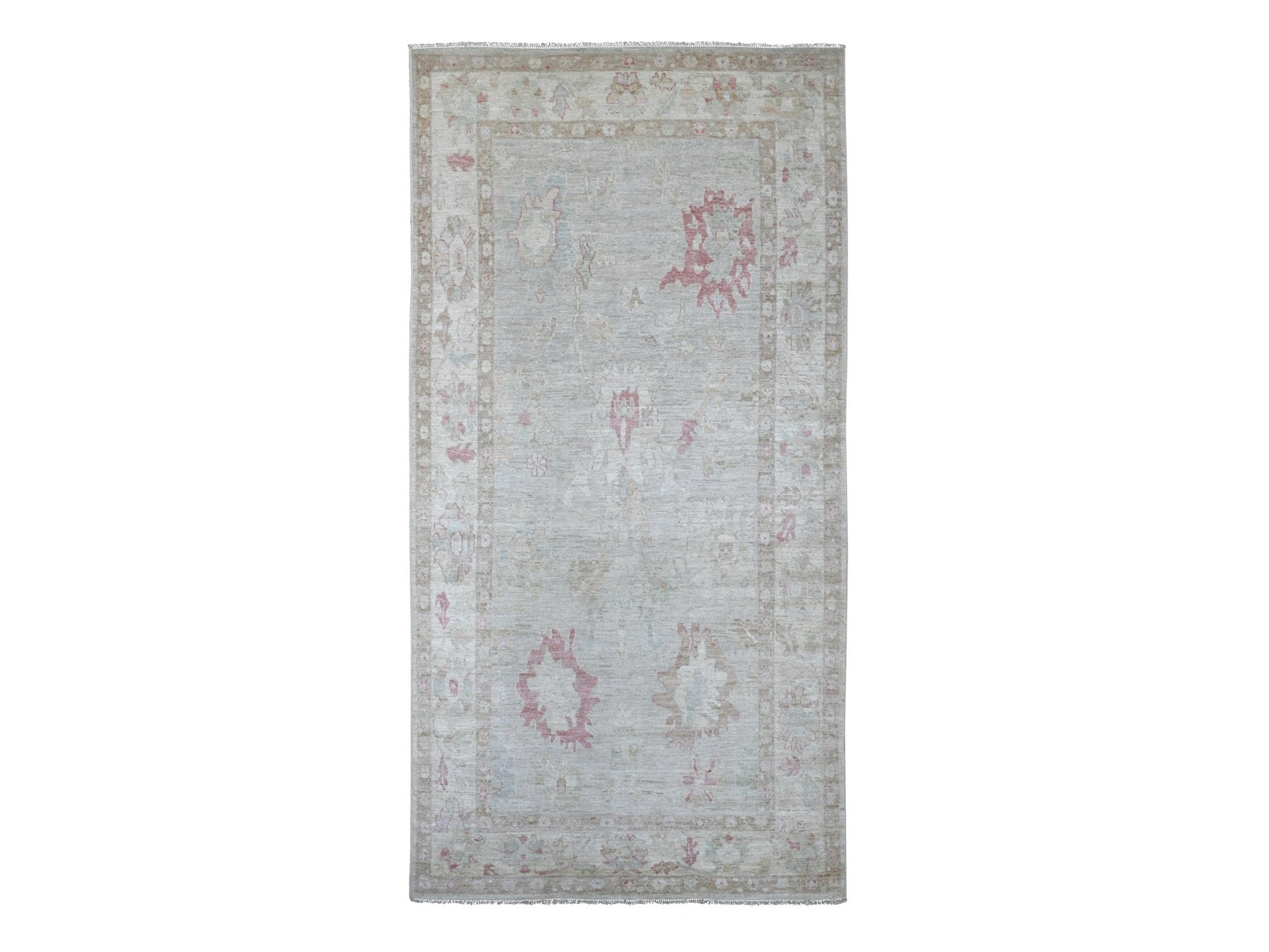 Oushak Oushak hand-knotted wool runner in Gray & Ivory, 5'10" x 11'8" — SKU O022750