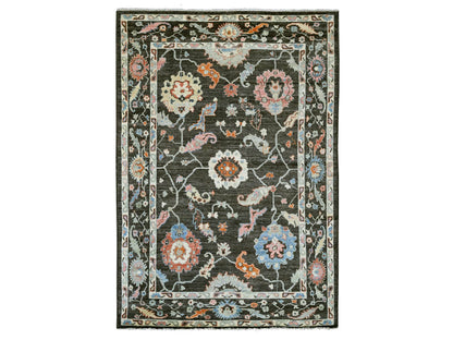 Black 6'1" x 8'10" Oushak And Peshawar Hand knotted Wool Rug - Sku: O022751