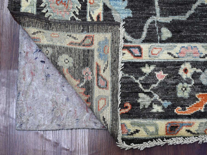 Black 6'1" x 8'10" Oushak And Peshawar Hand knotted Wool Rug - Sku: O022751