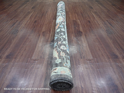 Black 6'1" x 8'10" Oushak And Peshawar Hand knotted Wool Rug - Sku: O022751