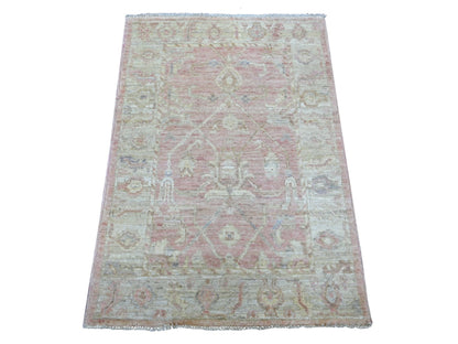 Pink 3'0" x 4'2" Oushak And Peshawar Hand knotted Wool Rug - Sku: O022753