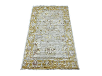 Grey 3'1" x 4'11" Oushak And Peshawar Hand knotted Wool Rug - Sku: O022754