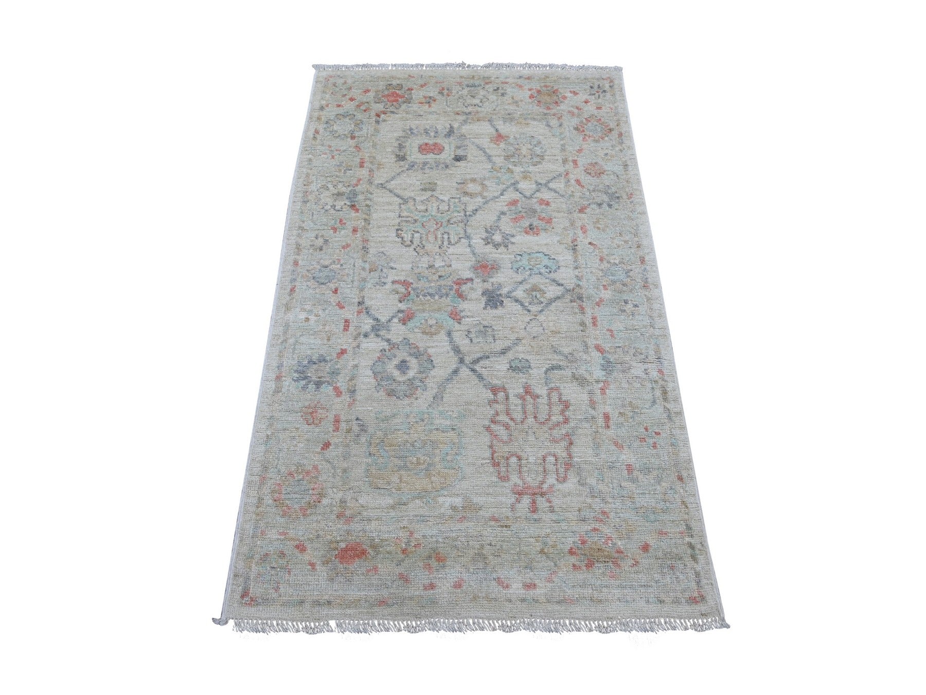 Oushak Oushak hand-knotted wool rug in Gray & Light Blue, 3'1" x 5' — SKU O022757
