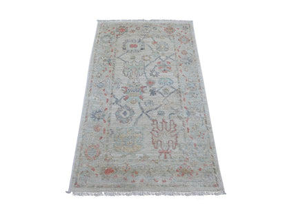Oushak Oushak hand-knotted wool rug in Gray & Light Blue, 3'1" x 5' — SKU O022757