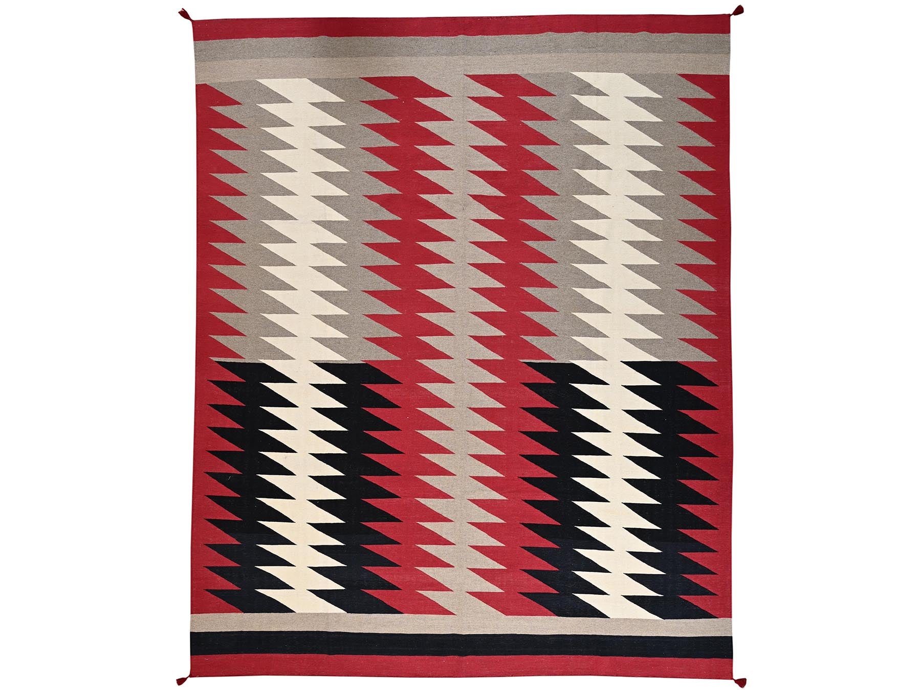 Flat-Weave hand-knotted wool rug in Red, 12' x 14'11" — SKU O02275