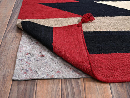 Flat-Weave hand-knotted wool rug in Red, 12' x 14'11" — SKU O02275 (view 3)