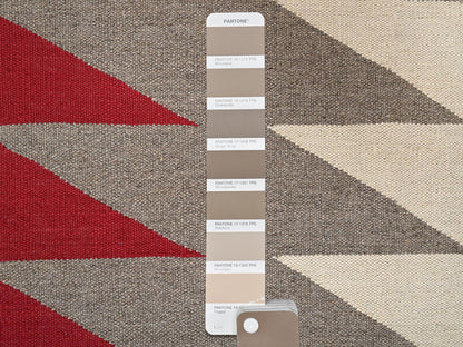 Flat-Weave hand-knotted wool rug in Red, 12' x 14'11" — SKU O02275 (view 5)