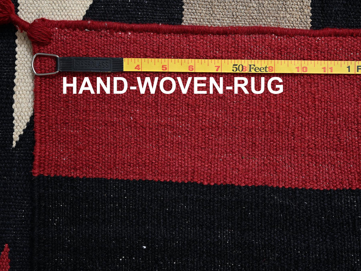 Flat-Weave hand-knotted wool rug in Red, 12' x 14'11" — SKU O02275 (view 7)