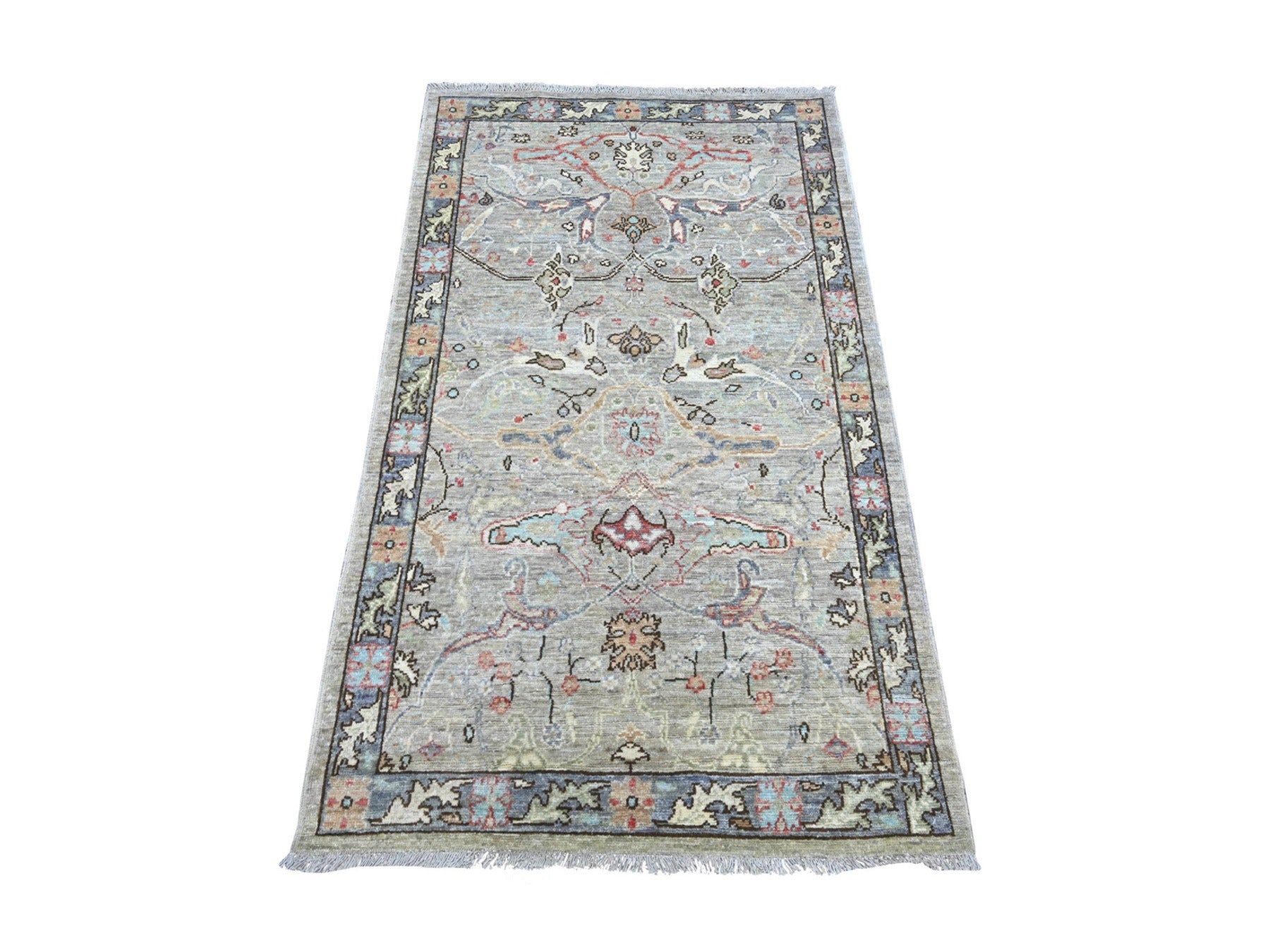 Grey 3'0" x 5'2" Tribal & Geometric Hand knotted Wool Rug - Sku: O022760