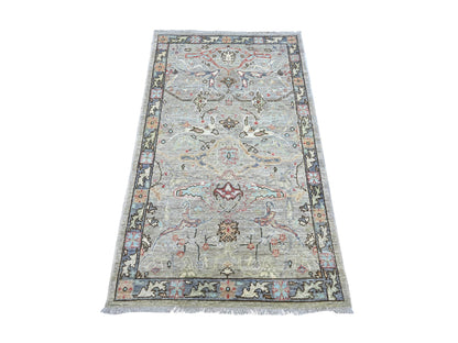 Grey 3'0" x 5'2" Tribal & Geometric Hand knotted Wool Rug - Sku: O022760