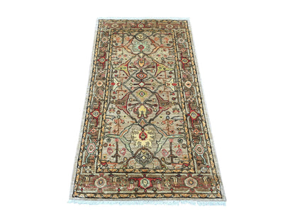 Brown 2'9" x 4'10" Tribal & Geometric Hand knotted Wool Rug - Sku: O022761