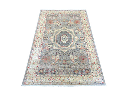 Mamluk Mamluk hand-knotted wool rug in Gray & Green, 3'10" x 5'10" — SKU O022768