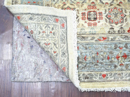 Mamluk Mamluk hand-knotted wool rug in Ivory & Blue, 6'1" x 8'10" — SKU O022769 (view 2)