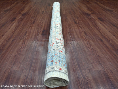 Mamluk Mamluk hand-knotted wool rug in Ivory & Blue, 6'1" x 8'10" — SKU O022769 (view 4)