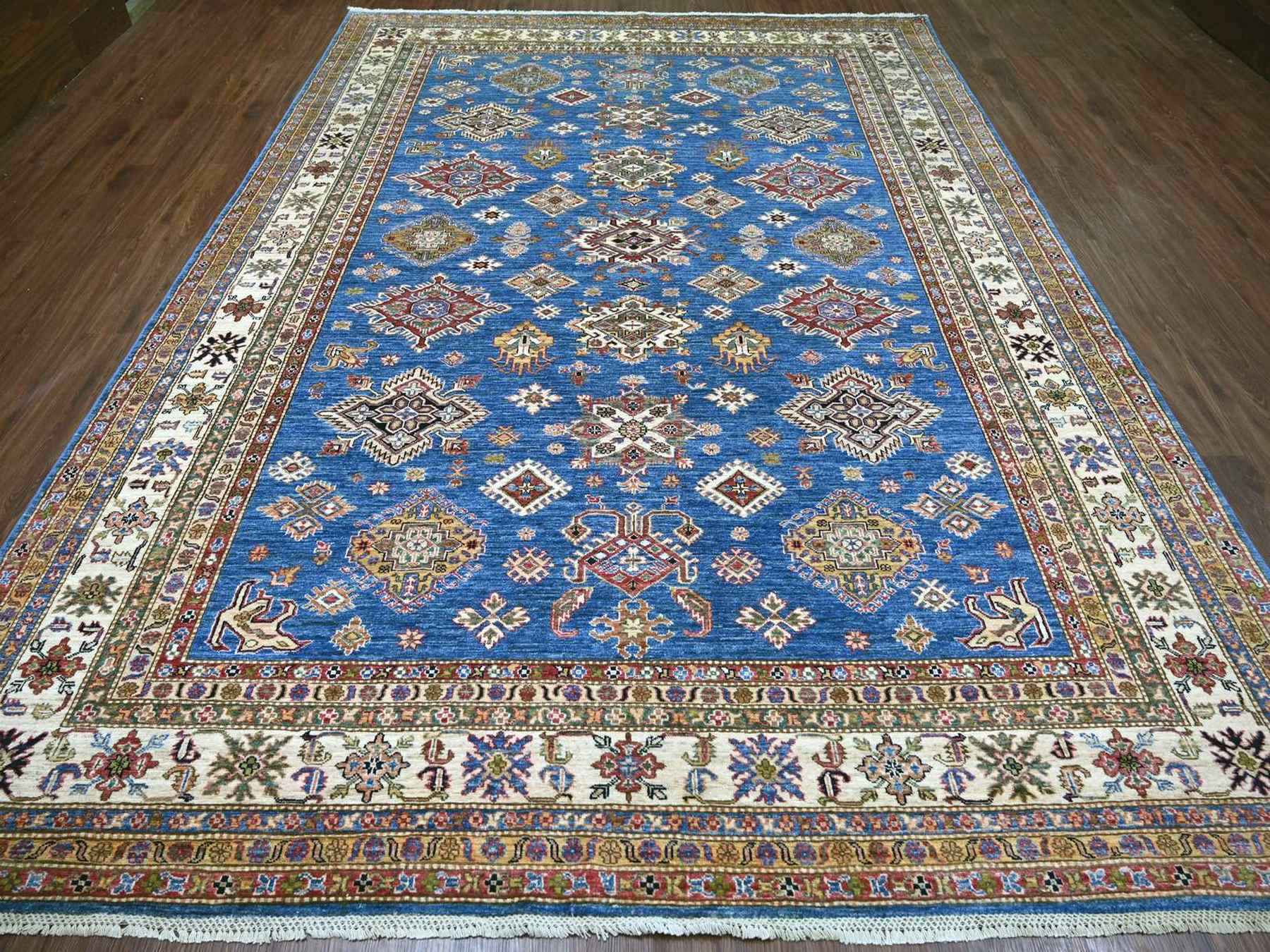 Blue 8'11" x 12'2" Tribal & Geometric Hand knotted Wool Rug - Sku: O022770