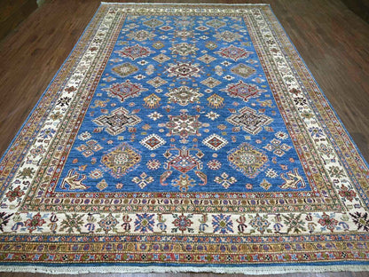Blue 8'11" x 12'2" Tribal & Geometric Hand knotted Wool Rug - Sku: O022770
