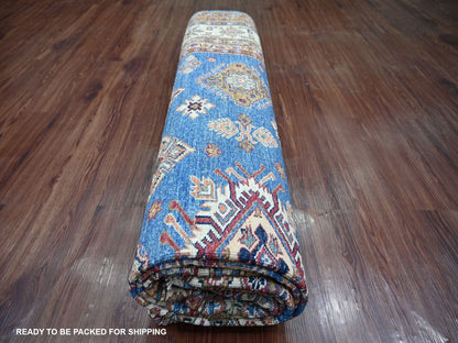 Blue 8'11" x 12'2" Tribal & Geometric Hand knotted Wool Rug - Sku: O022770