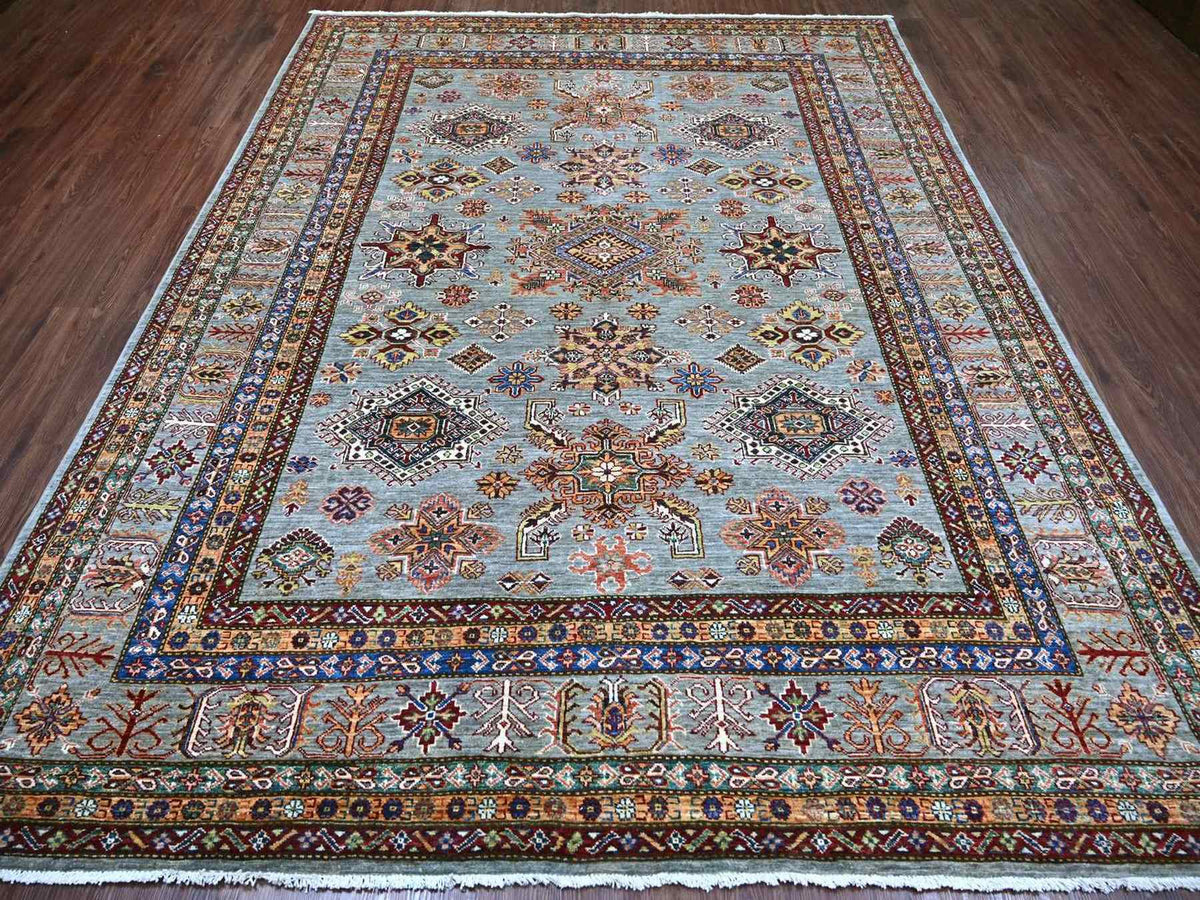 Kazak Kazak hand-knotted wool rug in Gray, 8'1" x 10'3" — SKU O022771 (view 2)