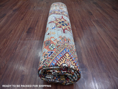Kazak Kazak hand-knotted wool rug in Gray, 8'1" x 10'3" — SKU O022771 (view 9)