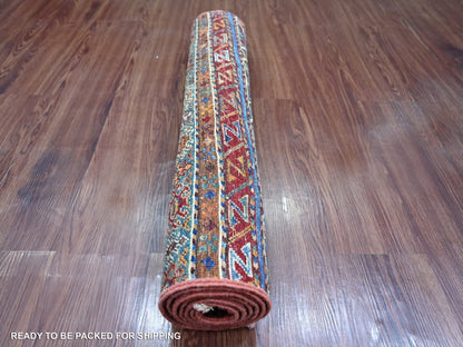 Kazak Tribal & Geometric hand-knotted wool runner in Multicolored, 2'8" x 6'1" — SKU O022772 (view 4)