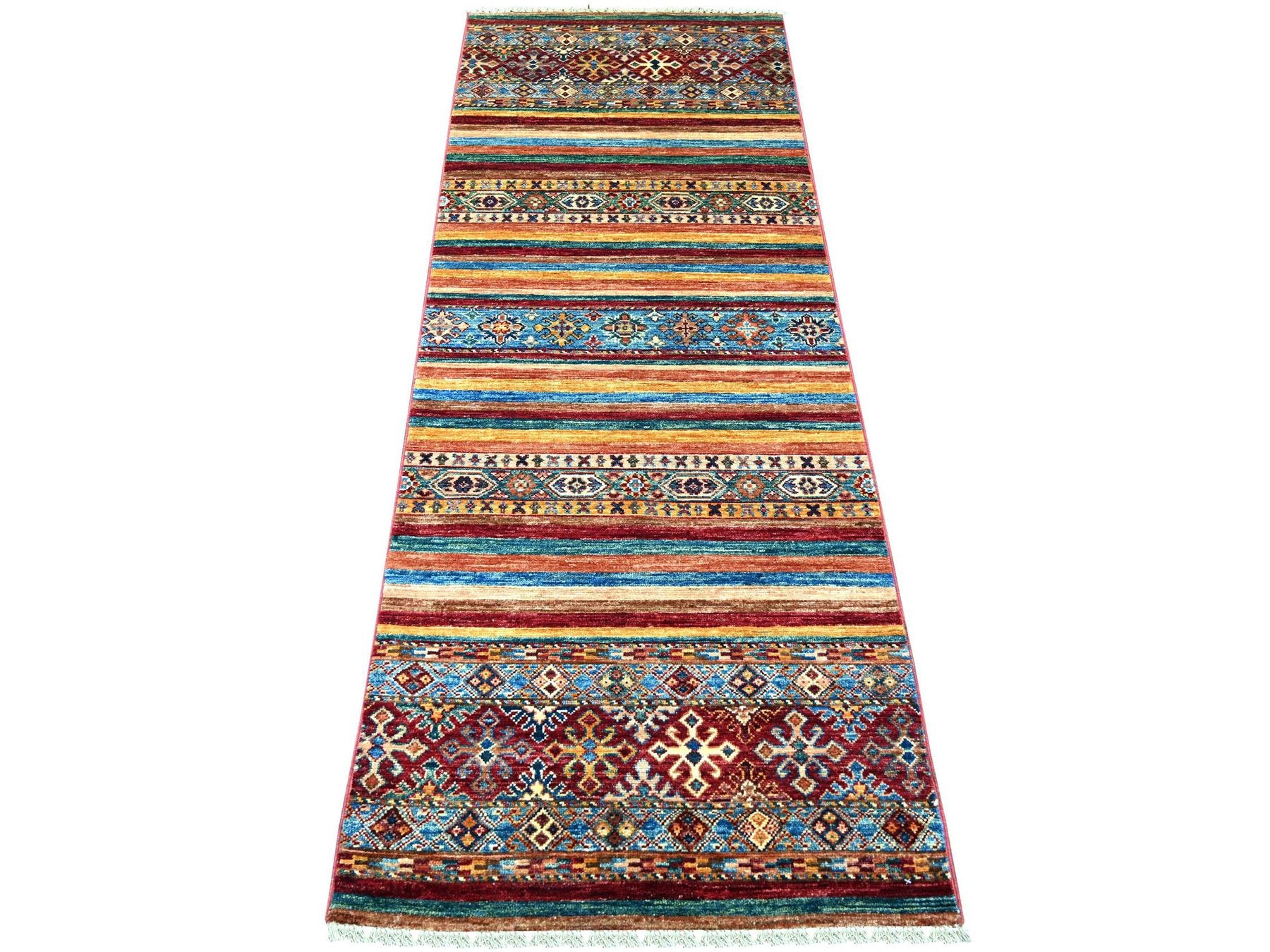 Kazak Tribal & Geometric hand-knotted wool runner in Multicolored, 2'5" x 6'7" — SKU O022774