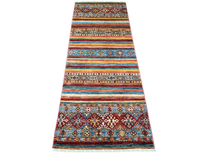 Kazak Tribal & Geometric hand-knotted wool runner in Multicolored, 2'5" x 6'7" — SKU O022774