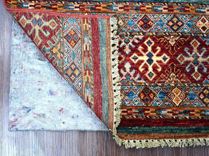 Multicolored 2'5" x 6'7" Tribal & Geometric Hand knotted Wool Rug - Sku: O022774