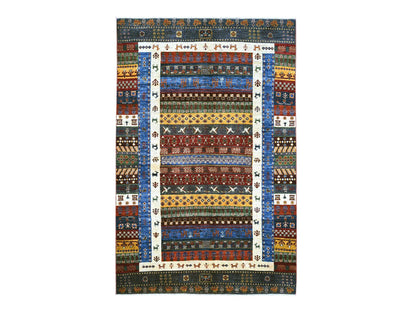 Gabbeh Tribal & Geometric hand-knotted wool rug in Multicolored, 5'8" x 8'10" — SKU O022775