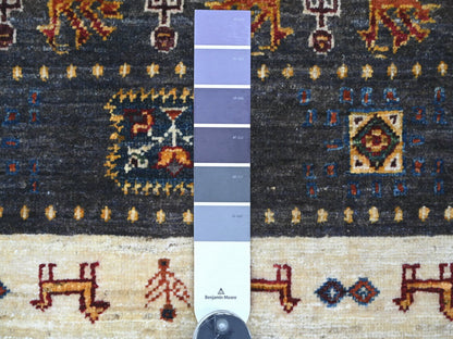 Gabbeh Tribal & Geometric hand-knotted wool rug in Multicolored, 5'8" x 8'10" — SKU O022775 (view 3)