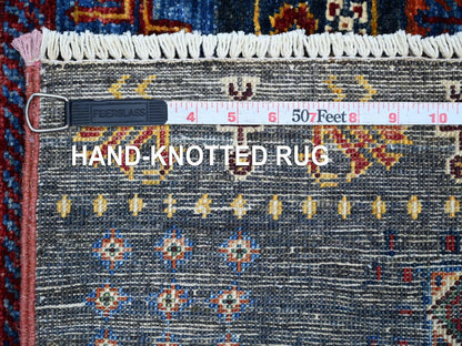 Gabbeh Tribal & Geometric hand-knotted wool rug in Multicolored, 5'8" x 8'10" — SKU O022775 (view 6)