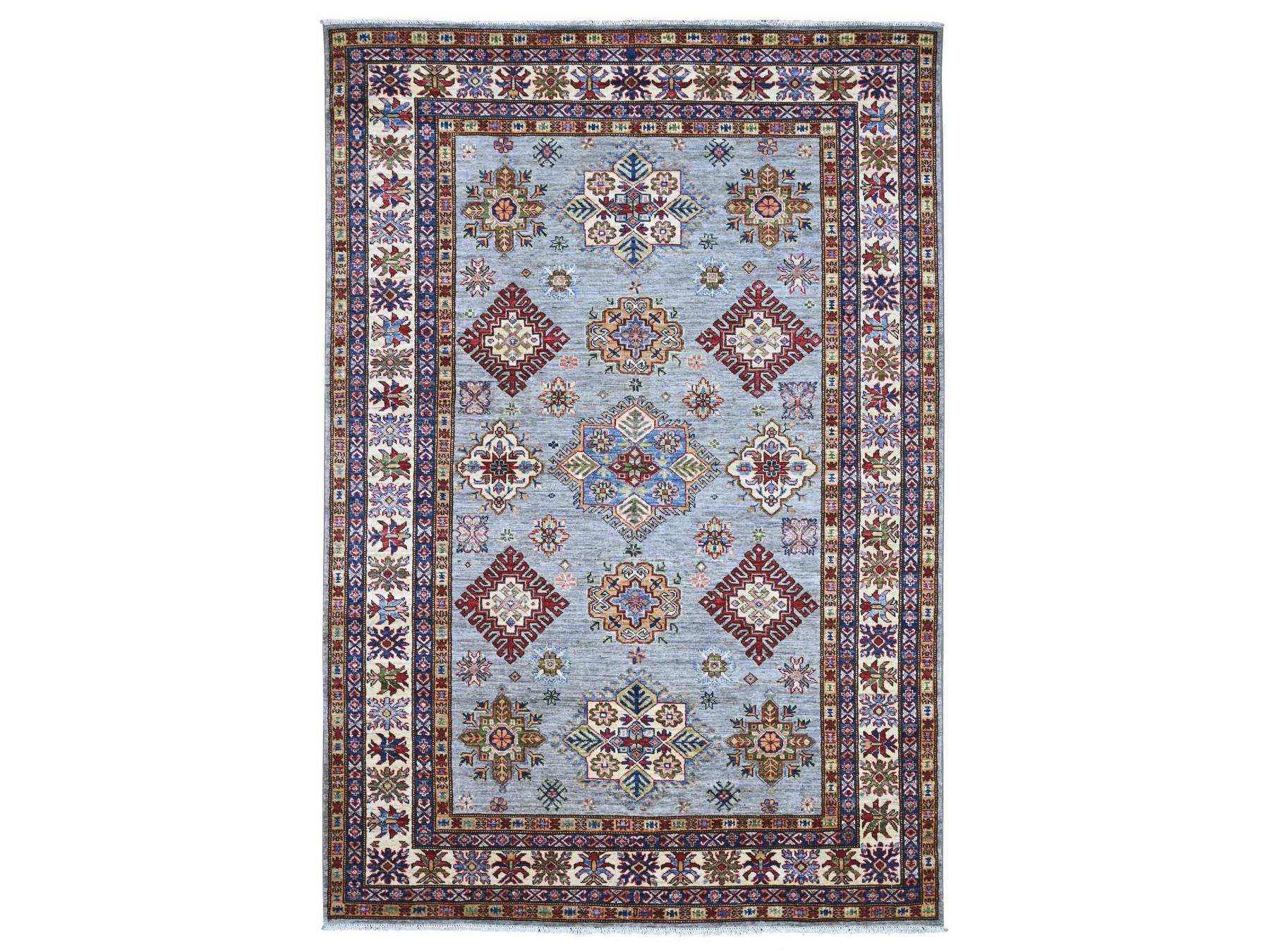 Grey 5'8" x 8'5" Tribal & Geometric Hand knotted Wool Rug - Sku: O022777