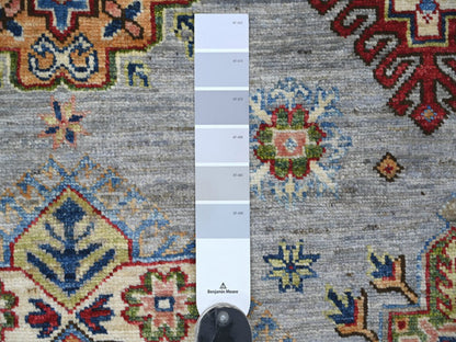 Kazak Tribal & Geometric hand-knotted wool rug in Gray & Ivory, 5'8" x 8'5" — SKU O022777 (view 3)
