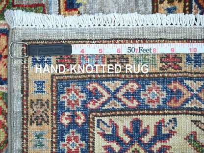 Kazak Tribal & Geometric hand-knotted wool rug in Gray & Ivory, 5'8" x 8'5" — SKU O022777 (view 6)