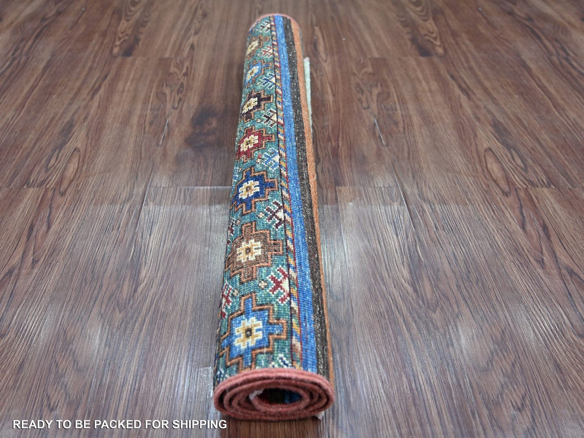 Kazak Tribal & Geometric hand-knotted wool rug in Multicolored, 2'8" x 3'8" — SKU O022780 (view 4)