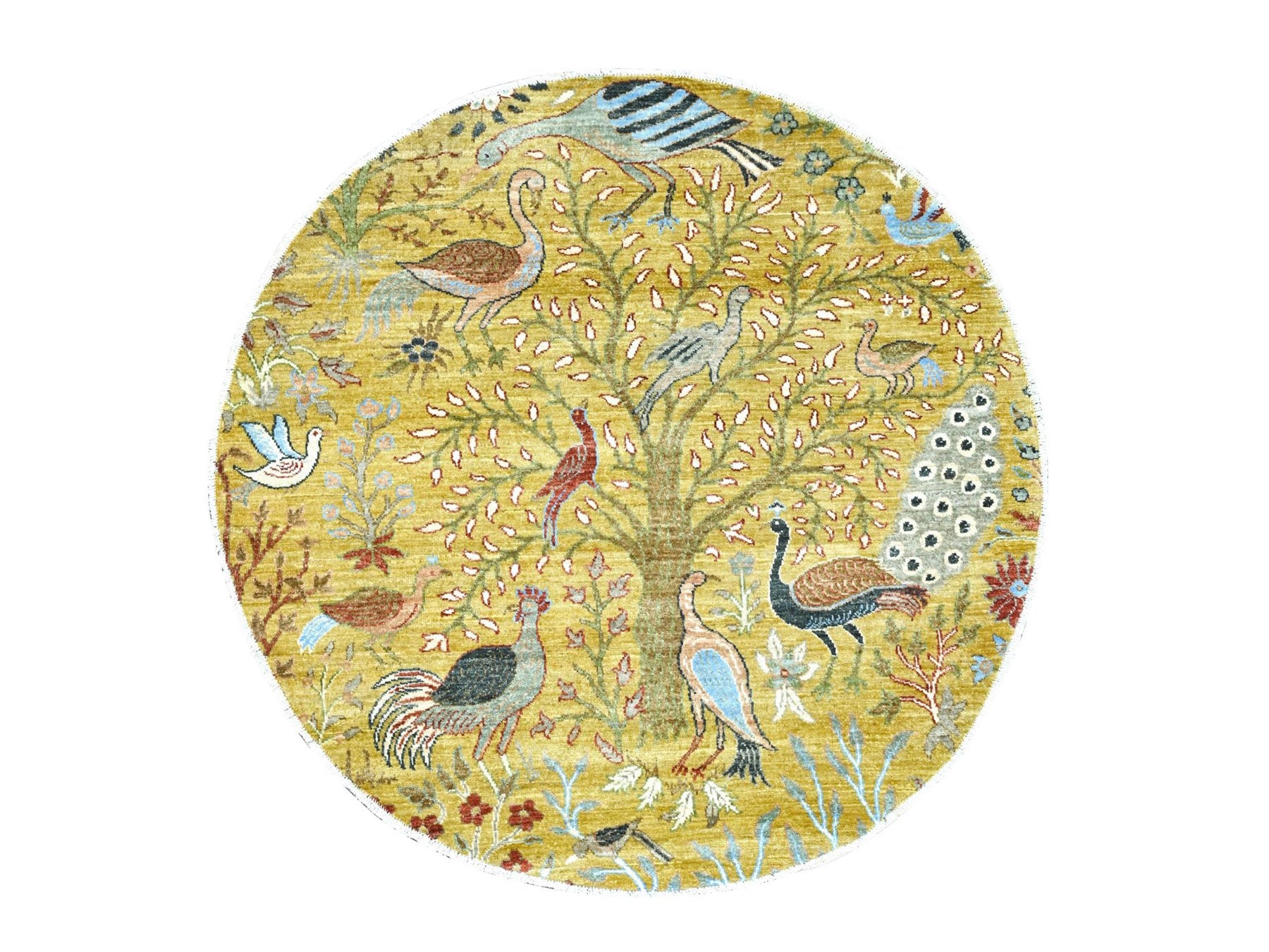 Peshawar Oushak hand-knotted wool rug in Yellow, 5'1" x 5'1" — SKU O022782