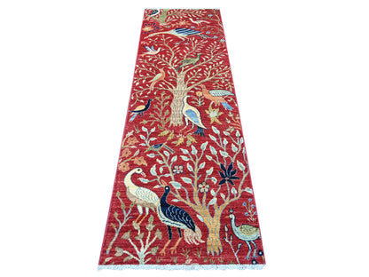Peshawar Oushak hand-knotted wool runner in Red, 2'6" x 7'11" — SKU O022783